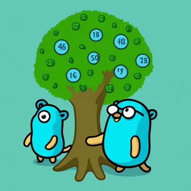 Go blue gopher reversing a binary tree