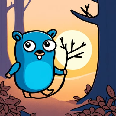 Go blue gopher reversing a binary tree
