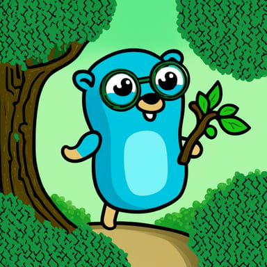 Go blue gopher reversing a binary tree