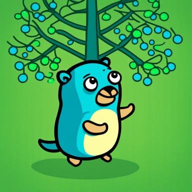 Go blue gopher reversing a binary tree