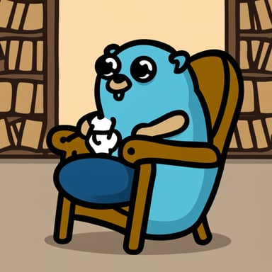 Obese Go Blue Gopher sitting in a chair.