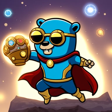 Go Blue Gopher using the Infinity Gauntlet.
