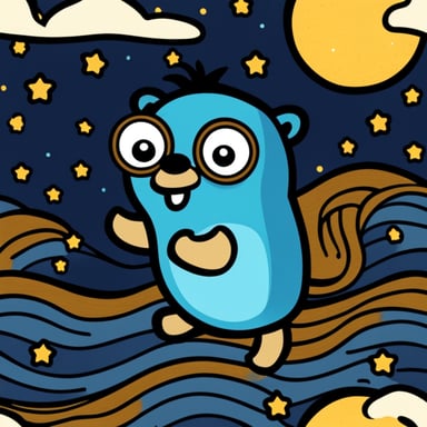 Go Blue Gopher in the style of Starry Night.