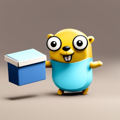 Go Blue Gopher holding a box.