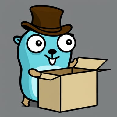 Go Blue Gopher holding a box.