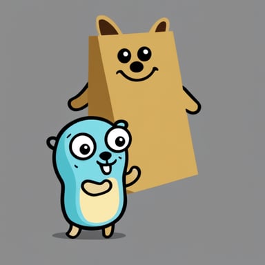Go Blue Gopher holding a box.