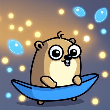 The Chonky cute Go Blue Gopher is really excited.
