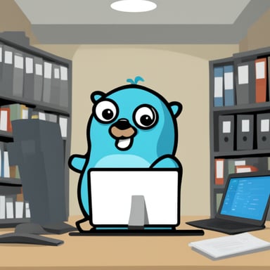 Go blue gopher running TiDB as an efficient data management system.
