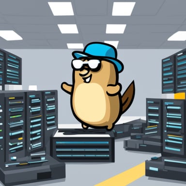 Go blue gopher running a distributed database ensures high availability and fault tolerance for critical data management.