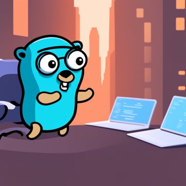 Go Blue Gopher, who is scared of Golang.