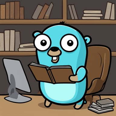 Go Blue Gopher, who is scared of Golang.