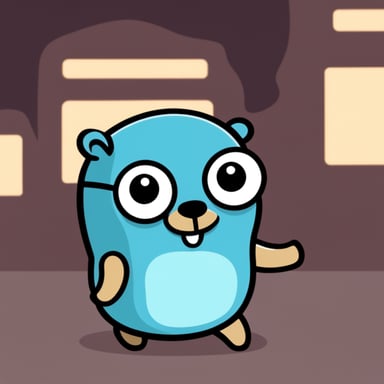 Go Blue Gopher, who is scared of Golang.