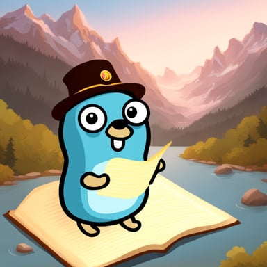 Go blue gopher navigates using a Swiss map.