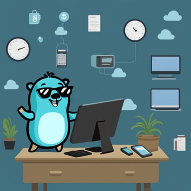 Go blue gopher with MySQL dolphin