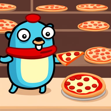 Go Blue Gopher, who is made from pizza