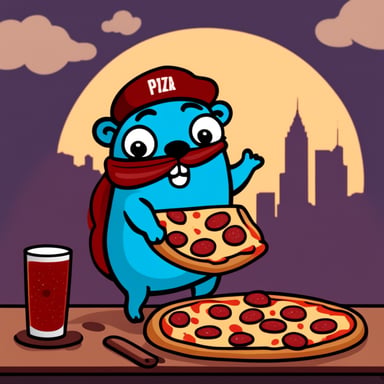 Pizza with Go Blue Gopher
