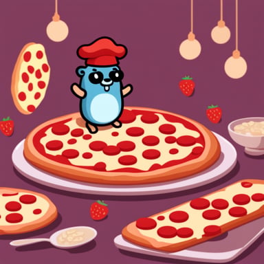 Pizza with Go Blue Gopher