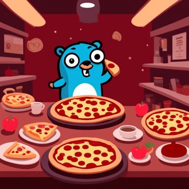 Pizza with Go Blue Gopher