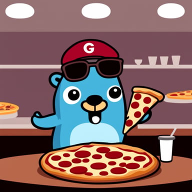 Pizza with Go Blue Gopher