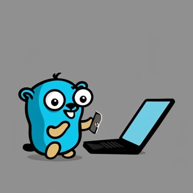 Go Blue Gopher receiving an email letter with the text mox.