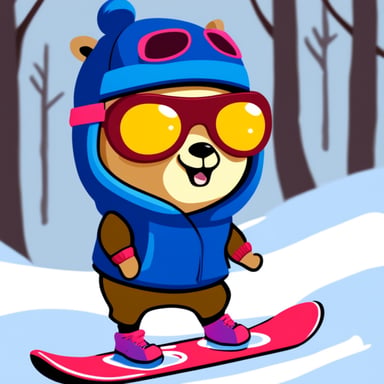 Go blue gopher is doing snowboarding with cool clothing.
