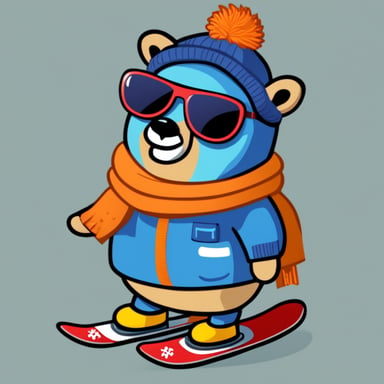 Go blue gopher is doing snowboarding with cool clothing.