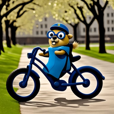 Go blue gopher riding a bicycle wearing Dutch klompen.