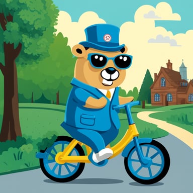 Go blue gopher riding a bicycle wearing Dutch klompen.