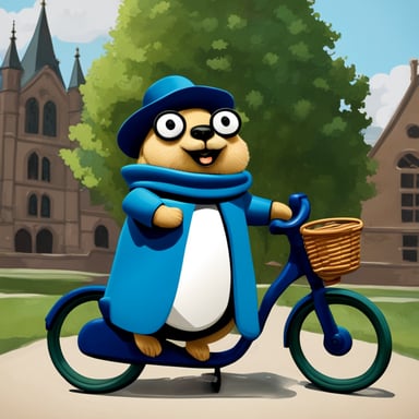 Go blue gopher riding a bicycle wearing Dutch klompen.