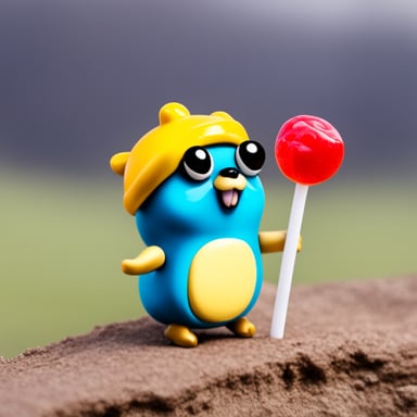 Go blue gopher eating a ring pop candy.