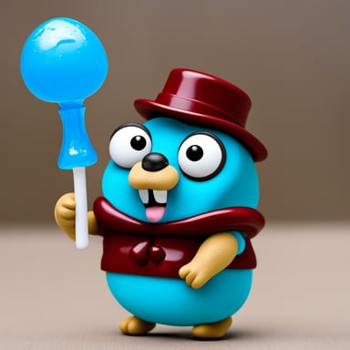 Go blue gopher eating a ring pop candy.