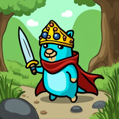 Go Blue Gopher as a dragon slayer
