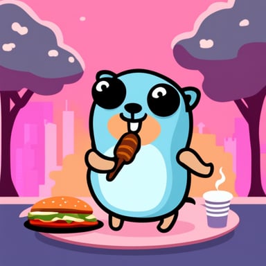 Go Blue Gopher eating kebab