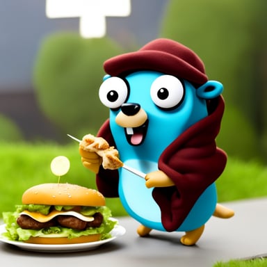 Go Blue Gopher eating kebab