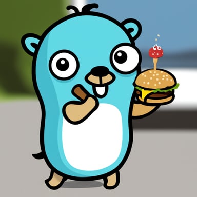 Go Blue Gopher eating kebab