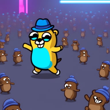 Go Blue Gopher dancing like a gabber at a rave.