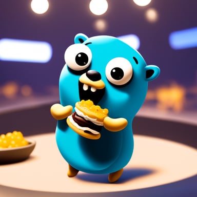 Energetic go blue gopher eating