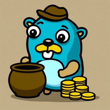 Go Blue Gopher with money pot in potje style