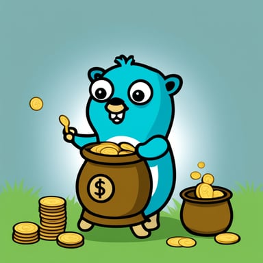 Go Blue Gopher with money pot in potje style