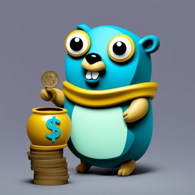 Go Blue Gopher with money pot in potje style
