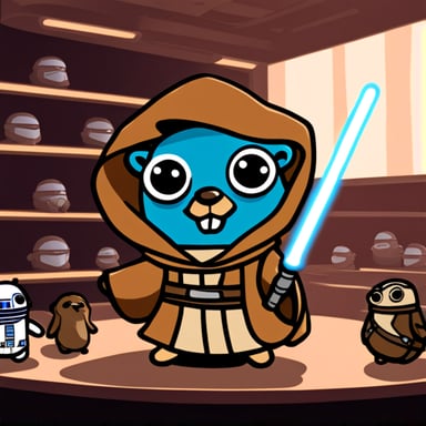 Go Blue Gopher as a Jedi in Star Wars.