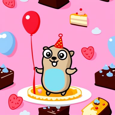 Go Blue Gopher with slice of cake