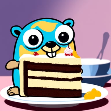 Go Blue Gopher with slice of cake