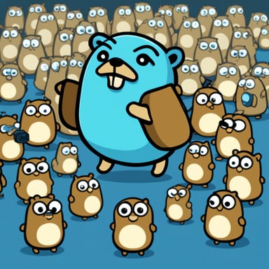 Go Blue Gopher surrounded by a pile of WIFI routers.