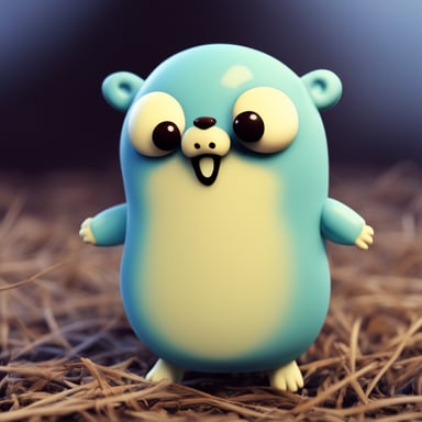 Create a nightmare fuel Go Blue Gopher that is blue but very scary, making it very creepy and horrifying, causing people nightmares.
