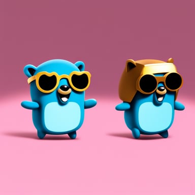 Go Blue Gopher as Ryan Gosling alike blue Golang gopher