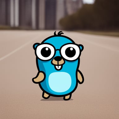 Go Blue Gopher as Ryan Gosling alike blue Golang gopher