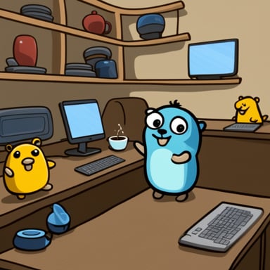 Go Blue Gopher and many wifi routers in the background.