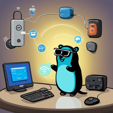 Go blue gopher explores the world of networking equipment: from wifi routers to BLE beacons.