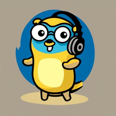 Go Blue Gopher wearing yellow Golang t-shirt